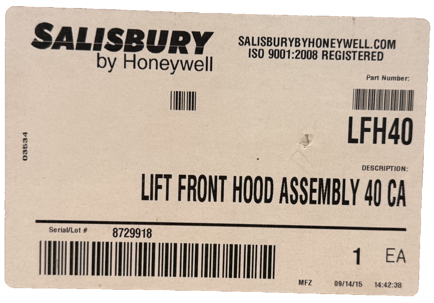 NEW SALISBURY HONEYWELL LFH40 ARC FLASH 40CAL LIFT FRONT HOOD ASSEMBLY READ DESC - Image 7