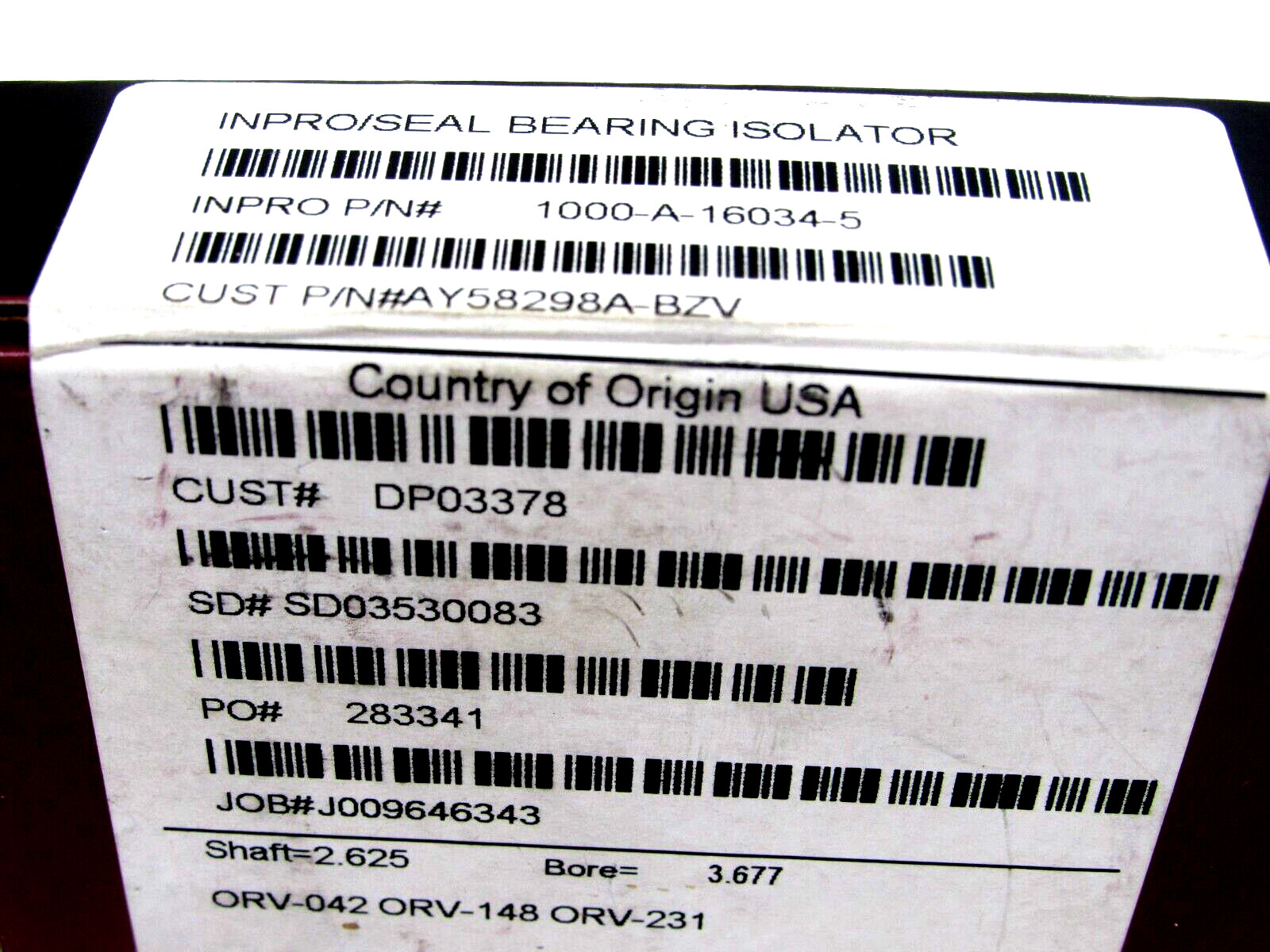 NEW SEALED INPRO/SEAL 1000-A-16034-5 BEARING ISOLATOR 1000A160345 - Image 3