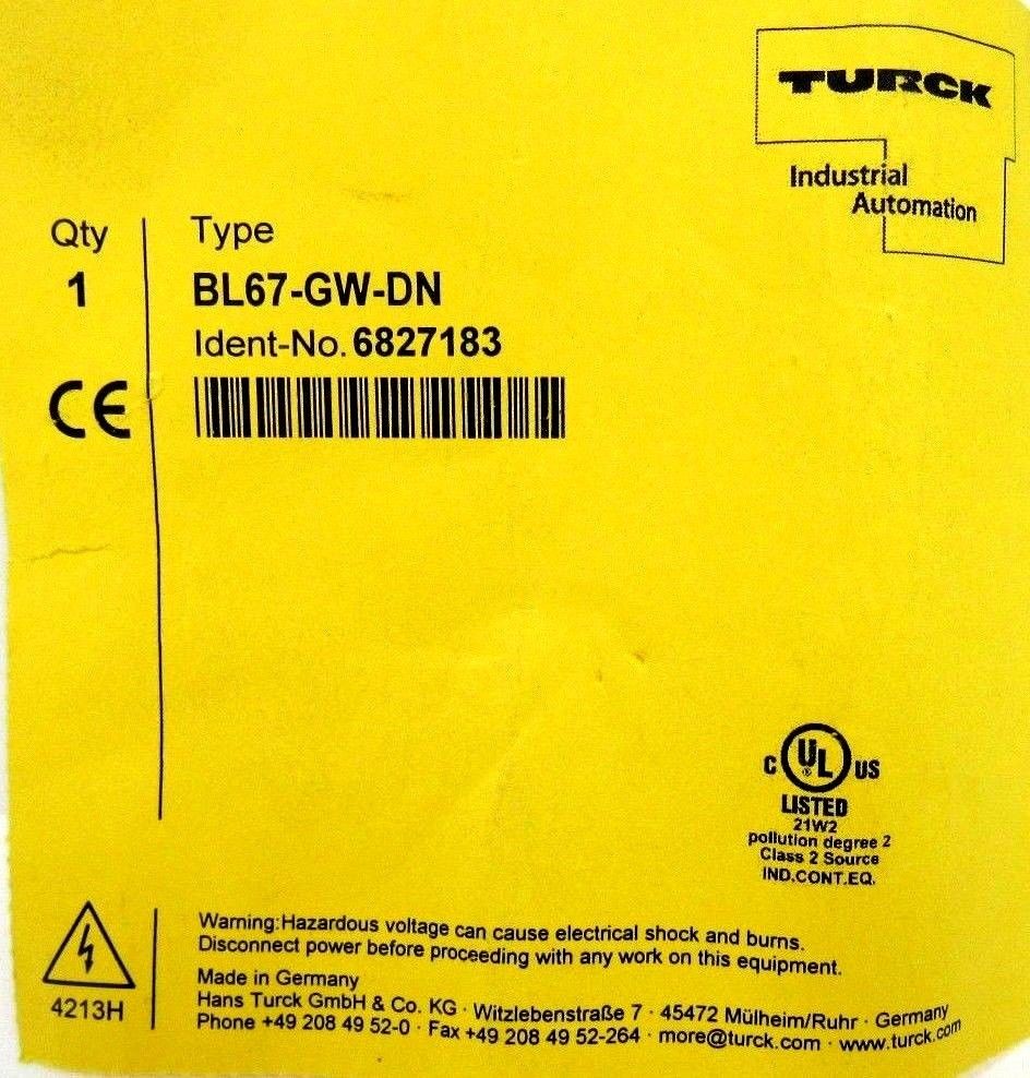 NEW TURCK BL67-GW-DN MODULE 6827183 BL67GWDN - SB Industrial Supply, Inc.