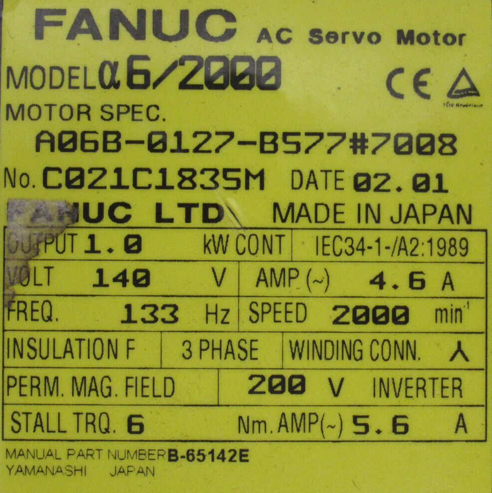 REFURBISHED FANUC A06B-0127-B577#7008 SERVO MOTOR A06B0127B5777008 - Image 4