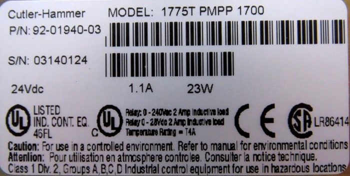 REMANUFACTURED CUTLER HAMMER 92-01940-03 PANELMATE 1775T PMPP 1700 920194003 - Image 5