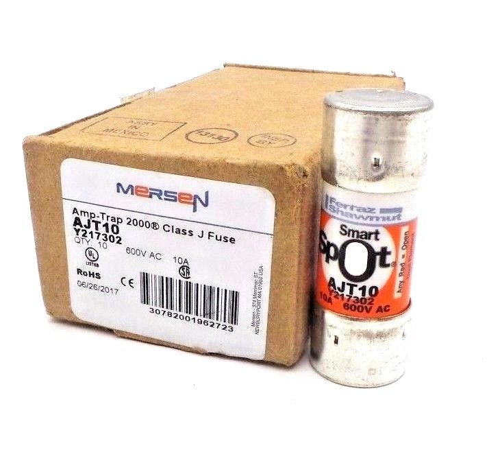 10 NEW MERSEN AJT10 FUSES CLASS J 600V 10A SB Industrial Supply, Inc.