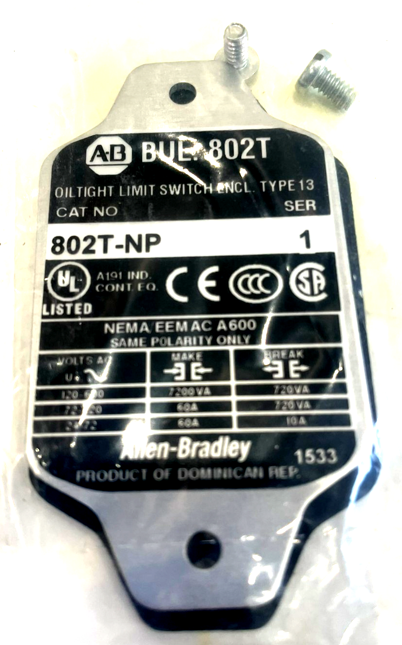 ALLEN BRADLEY 802T-NP LIMIT SWITHCH SER. 1 802TNP NEW, SURPLUS - Image 3