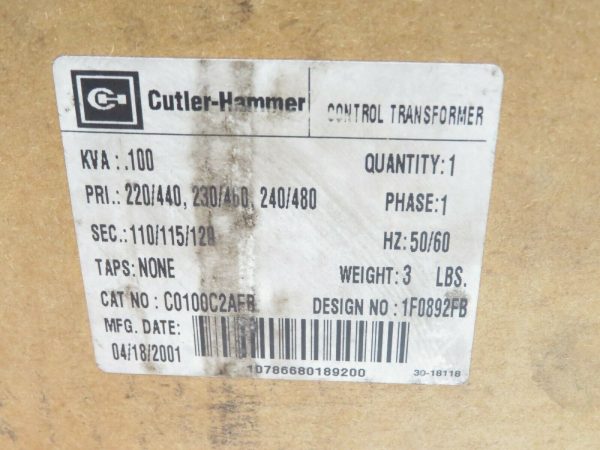 NEW CUTLER HAMMER C0100C2AFB CONTROL TRANSFORMER 100VA - Image 6