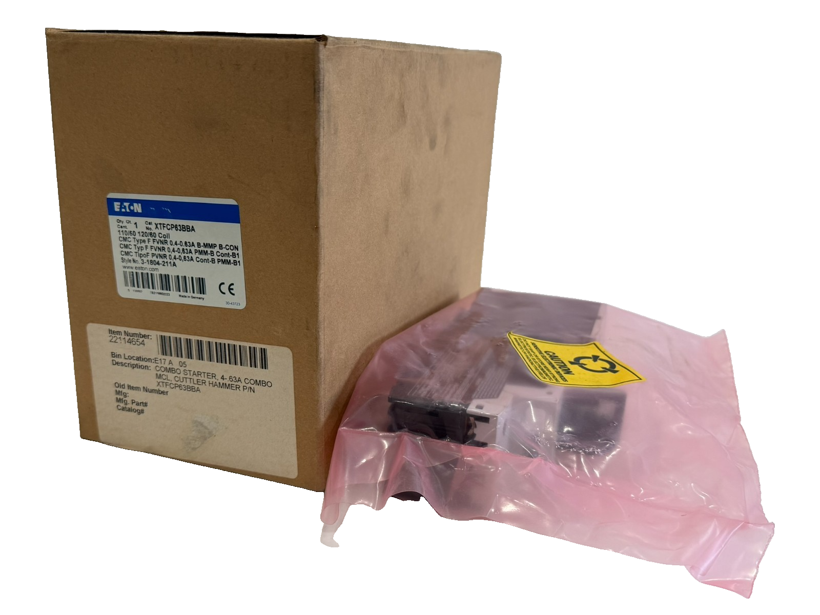 NEW EATON XTFCP63BBA COMBO STARTER 110/50 120/60 COIL