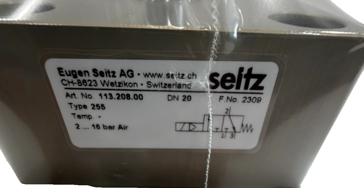 NEW EUGEN SEITZ AG 113.208.00 PNEUMATIC VALVE TYPE 255 DN 20 2-16 BAR 11320800 - Image 4