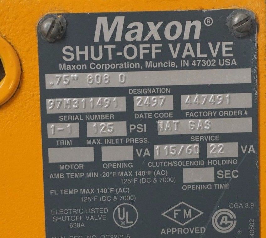NEW NO BOX * MAXON 1/" 808 0 SHUT-OFF VALVE