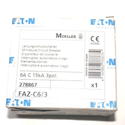 NEW MOELLER FAZ-C6/3 CIRCUIT BREAKER FAZC63