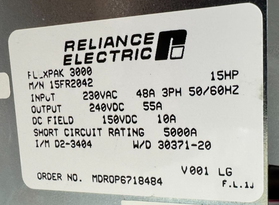 NEW RELIANCE ELECTRIC 15FR2042 FLEXPAK 3000 DRIVE 15HP 230V - Image 5