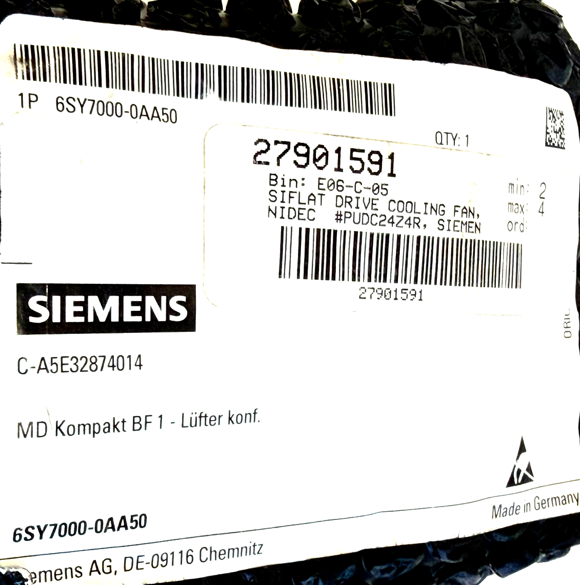 NEW SIEMENS 6SY70000AA50 DRIVE COOLING FAN - Image 3