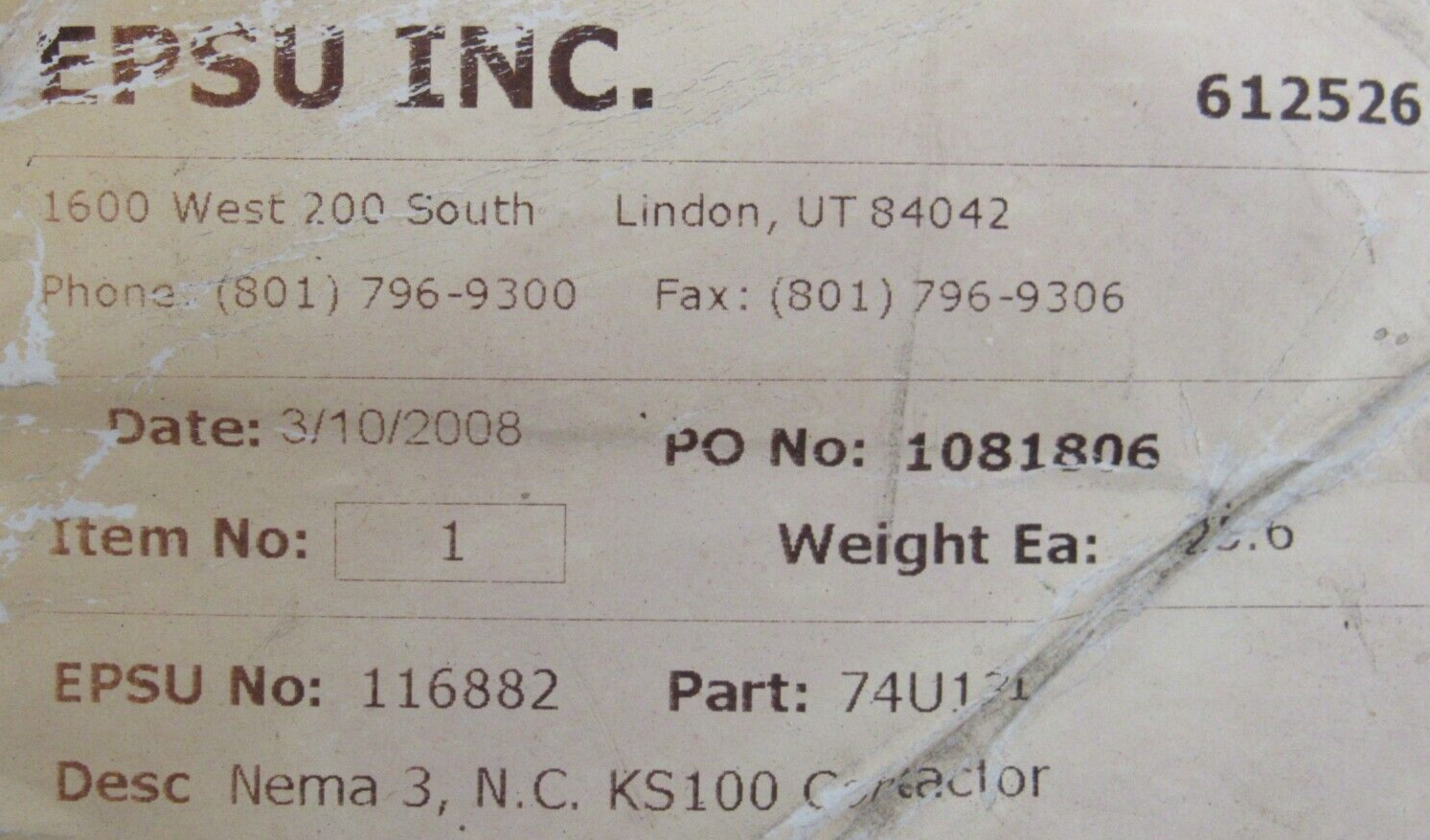 NEW SYLVANIA 74U131 CONTACTOR KS100 NEMA 3 N.C. 116882 - Image 5