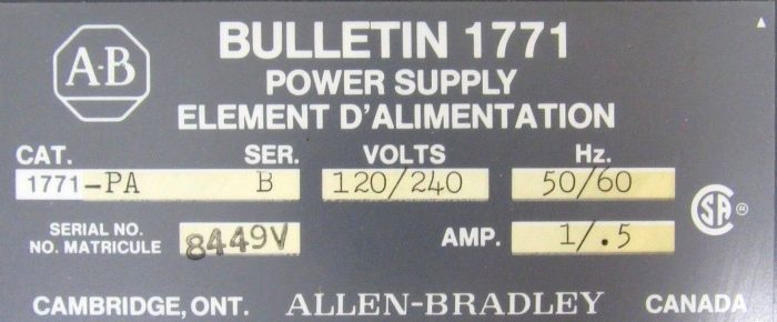 NEW ALLEN BRADLEY 1771-PA POWER SUPPLY 1771PA INCLUDES 1771-BH AND 1771-BX - Image 5