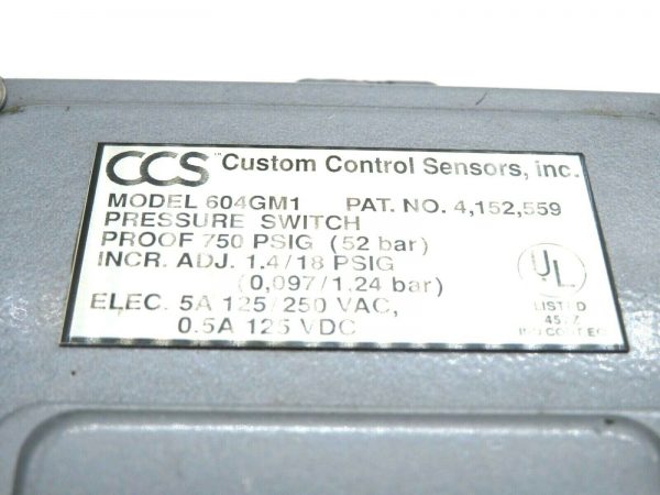 NEW CUSTOM CONTROL SENSORS 604GM1 PRESSURE/TEMPERATURE SWITCH - Image 3