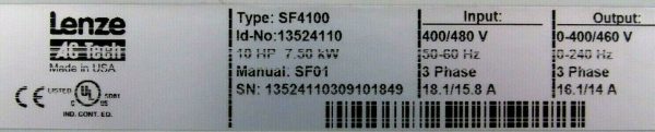 NEW LENZE SF4100 INVERTER DRIVE 400/480V 10HP - Image 5