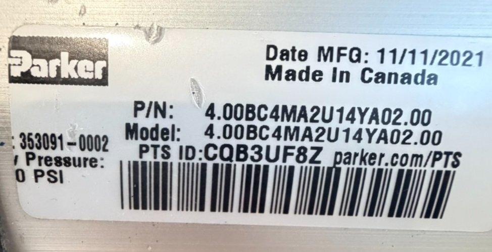 NEW PARKER HANNIFIN 4.00BC4MA2U14YA02.00 PNEUMATIC CYLINDER 4" BORE - Image 5