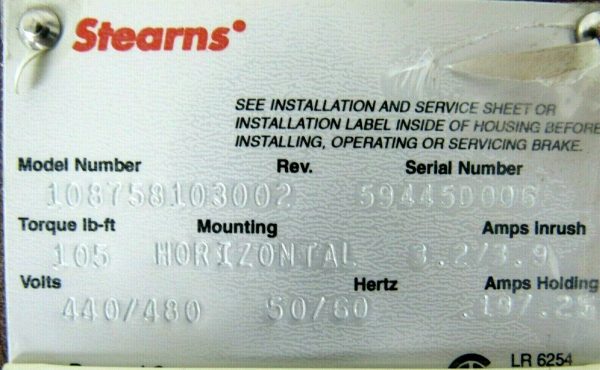 NEW STEARNS 108758103002 MOTOR BRAKE REV B 440/480V - Image 4