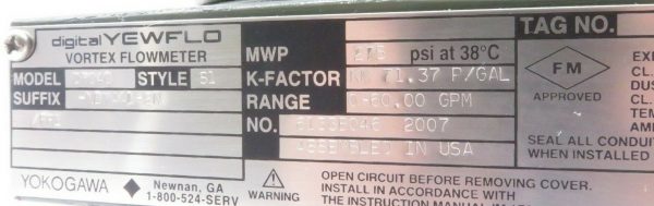 NEW YOKOGAWA DY040 VORTEX FLOWMETER DY040NDMAA1-2N/FF1 - Image 5