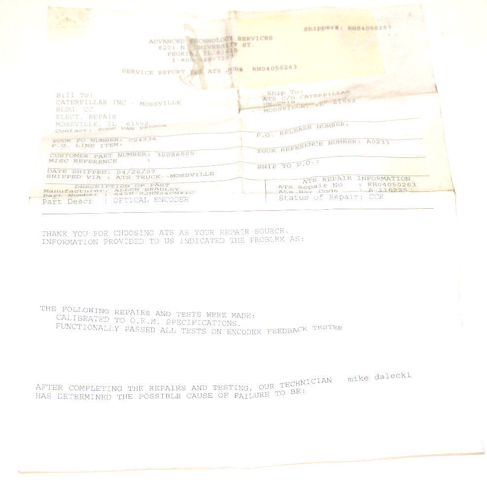 ALLEN BRADLEY 845H-SJHN24CNY1C ENCODER SER. B, 845HSJHN24CNY1C REPAIRED - Image 6