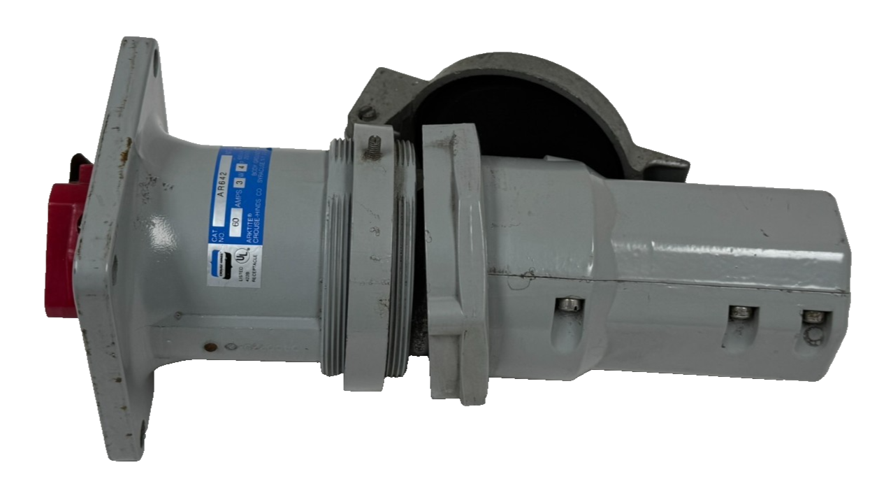 NEW CROUSE-HINDS AR642-M72 RECEPTACLE 60A 3W 4P W/ APJ-6485-M72 ARKTITE ...