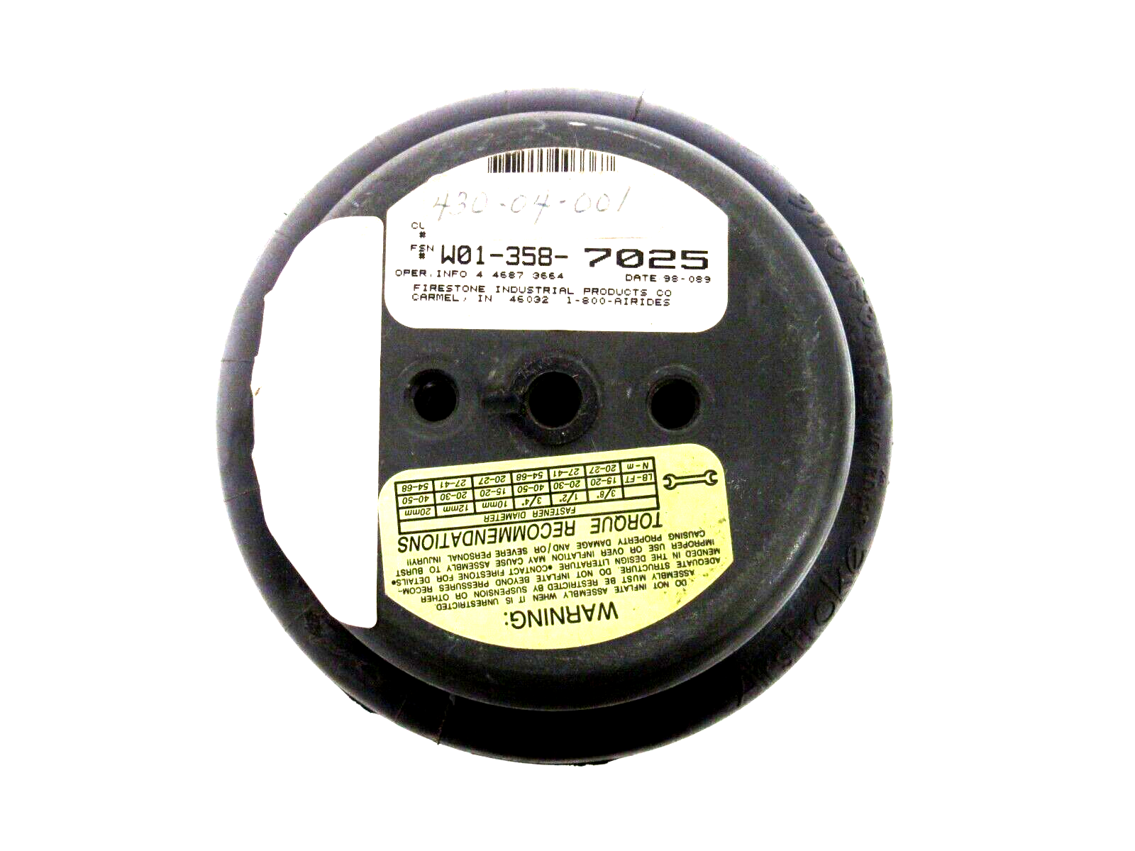 NEW FIRESTONE W01-358-7025 AIR SPRING W013587025 - SB Industrial Supply ...