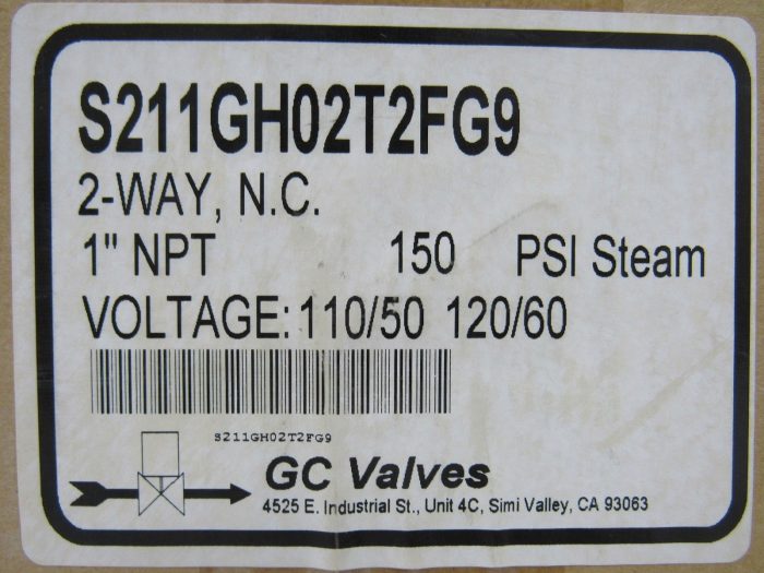 NEW GC VALVES S211GH02T2FG9 VALVE 1" NPT 2-WAY N.C. 110/50 120/60 VOLTS 150PSI - Image 5