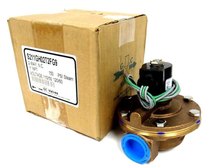 NEW GC VALVES S211GH02T2FG9 VALVE 1" NPT 2-WAY N.C. 110/50 120/60 VOLTS 150PSI