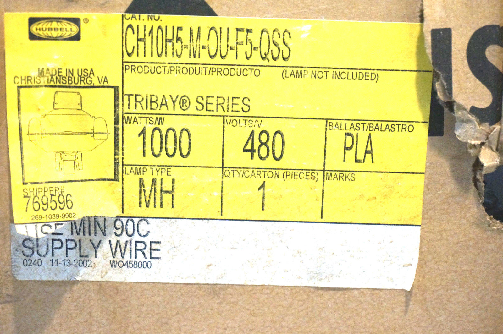 NEW HUBBELL CH10H5-M-0U-F5-QSS LIGHT FIXTURE TRIBAY SERIES CH10H5M0UF5QSS - Image 3