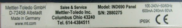 NEW METLER TOLEDO IND690-PANEL WEIGHING TERMINAL IND690PANEL 69P10001A - Image 5