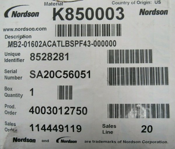 NEW NORDSON K850003 GLUE GUN APPLICATOR MB2-01602ACATLBSPF43-000000 - Image 5