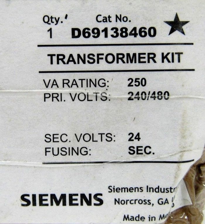 NEW SIEMENS D69138460 INDUSTRIAL CONTROL TRANSFORMER MT0250B 250VA 240/480-24V - Image 6