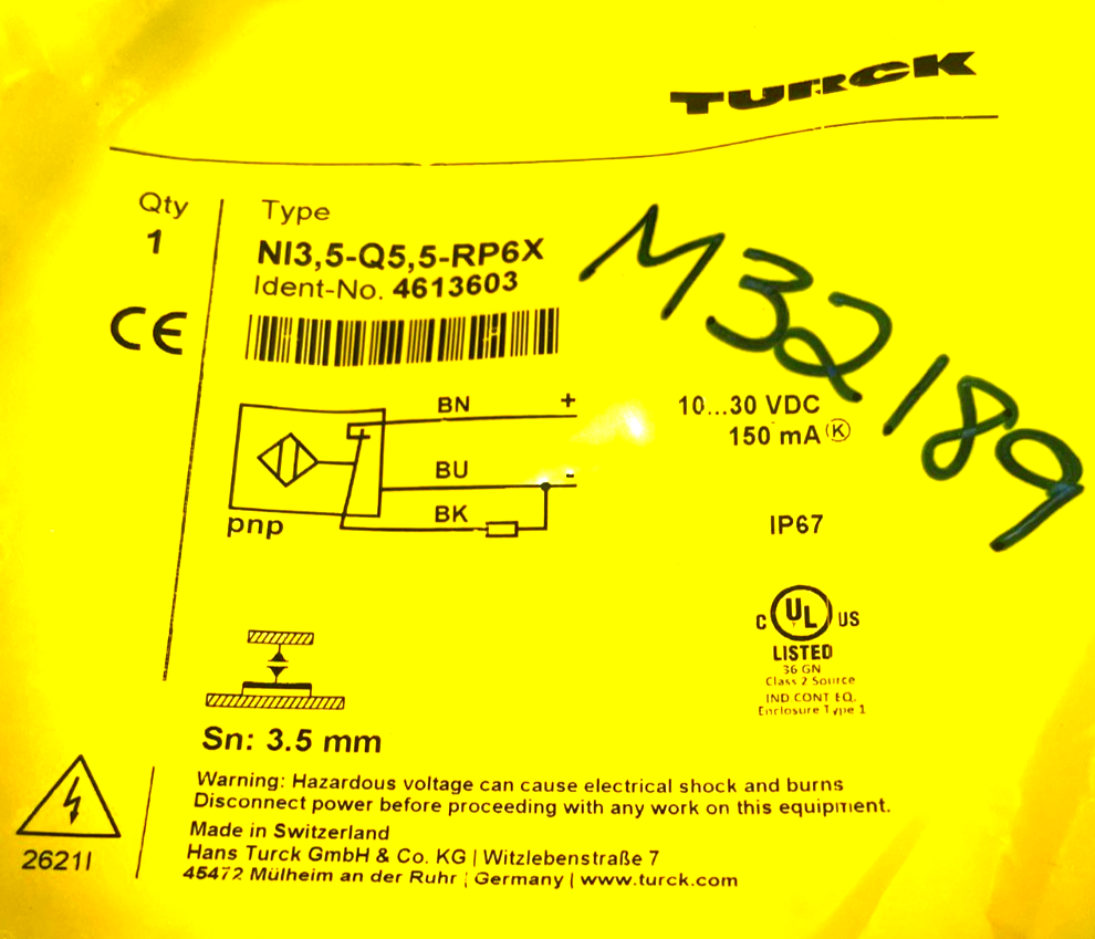 NEW TURCK NI3.5-Q5.5-RP6X INDUCTIVE SENSOR 4613603 NI35Q55RP6X - Image 3