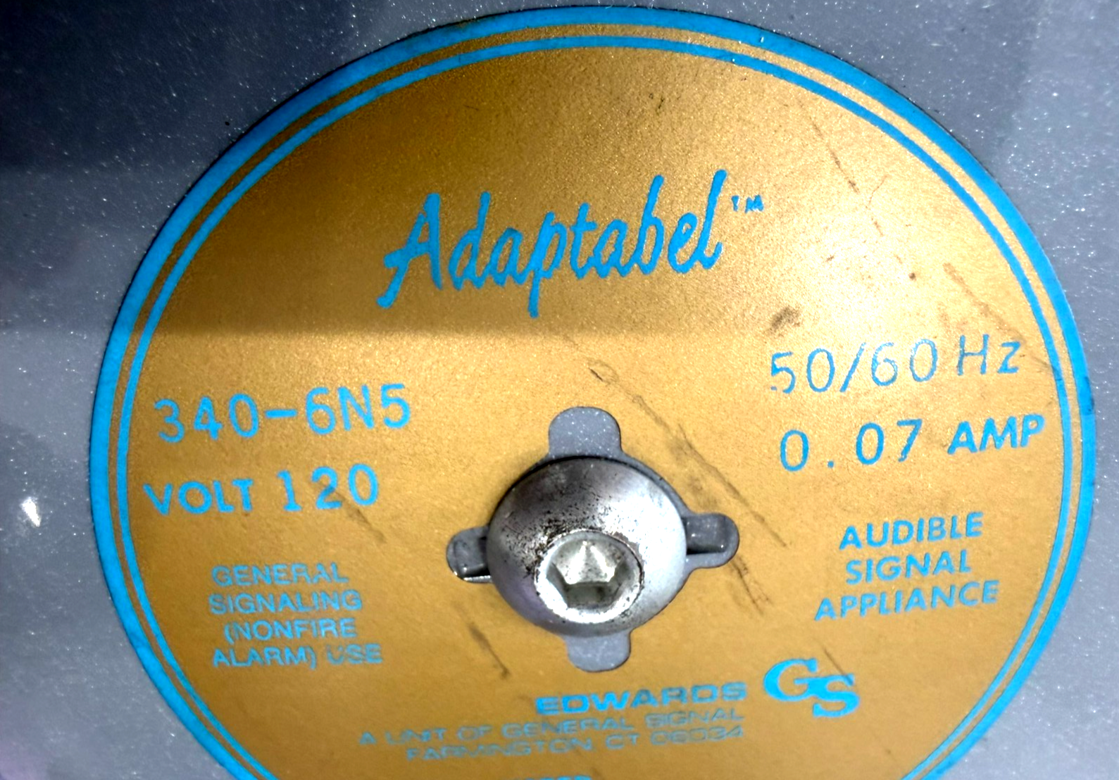 Signaling Bell USED EDWARDS SIGNALING 340-6N5 SIGNAL BELL 120V 50/60HZ 0.07AMP 3406N5 ...