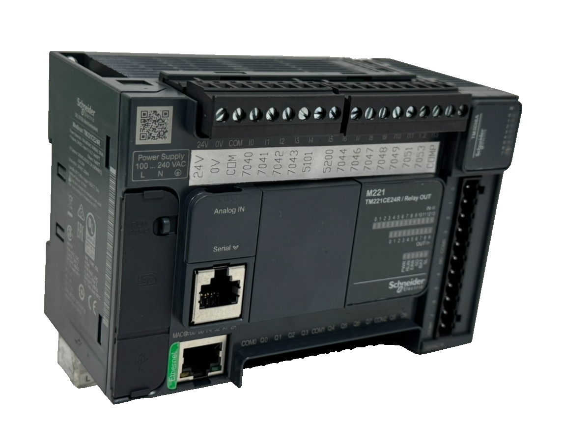 USED SCHNEIDER ELECTRIC TM221CE24R CONTROLLER W/ TM3DI8A INPUT - Image 4