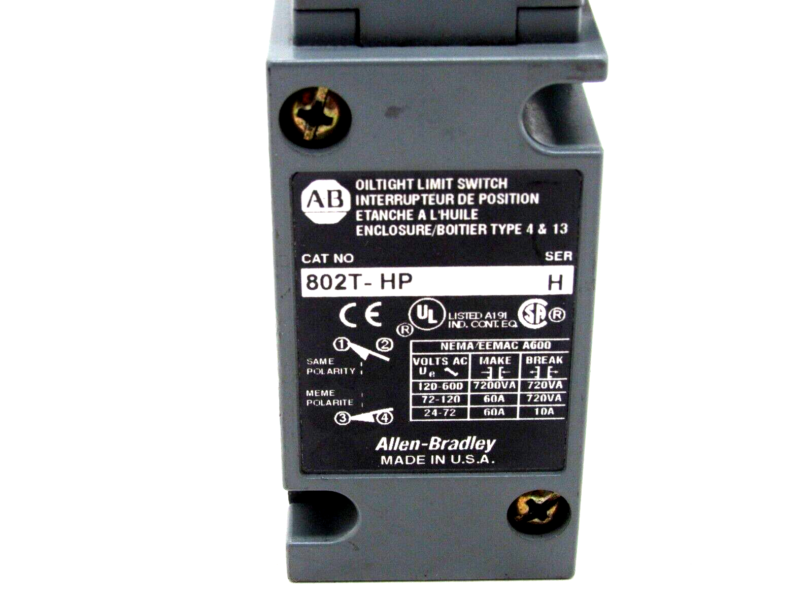 NEW ALLEN BRADLEY 802T-HP LIMIT SWITCH 802THP SER H - Image 4