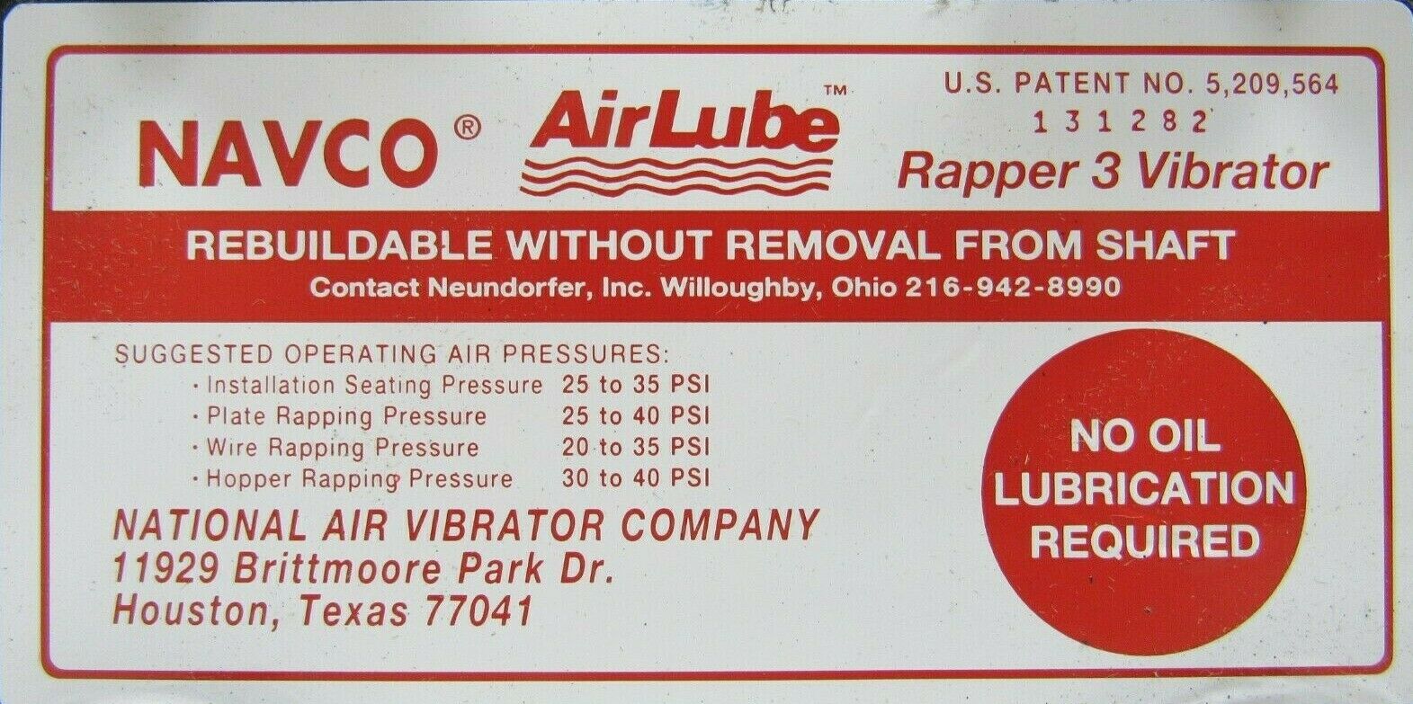 NEW NAVCO RAPPER-3 PNEUMATIC VIBRATOR RAPPER3 - SB Industrial Supply, Inc.