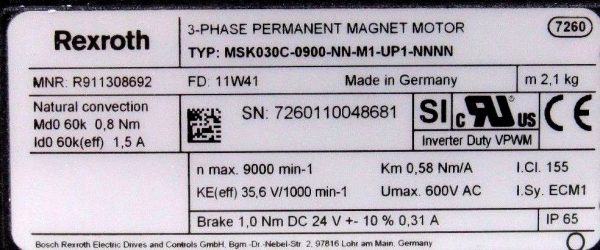 NEW REXROTH MSK030C-0900-NN-M1-UP1-NNNN SERVO MOTOR R911308692 - Image 6