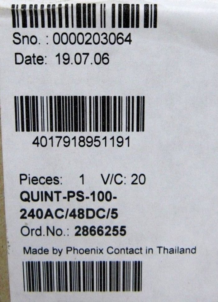 NEW SEALED PHOENIX CONTACT 2866255 POWER SUPPLY QUINT-PS-100-240AC/48DC/5 - Image 3