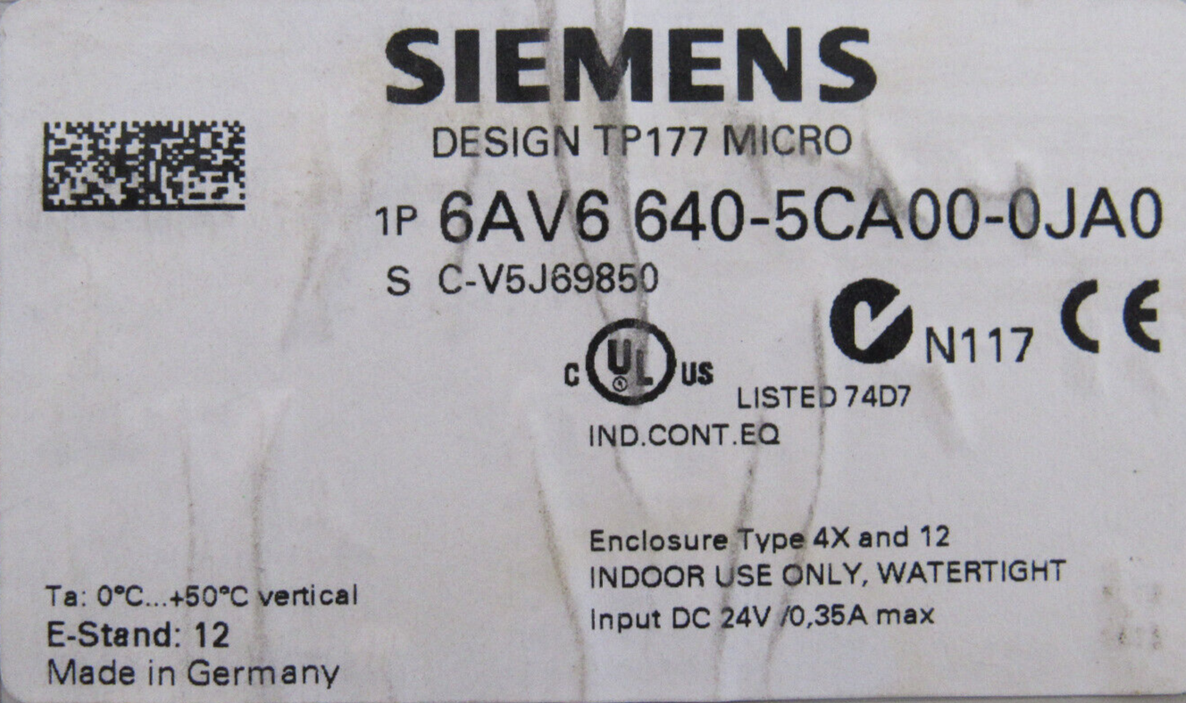 NEW SIEMENS 6AV6640-5CA00-0JA0 TP177 MICRO 6AV66405CA000JA0 - Image 5