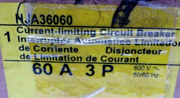 NEW SQUARE D HJA36060 CIRCUIT BREAKER 60A 3P 600V 50/60HZ - Image 5