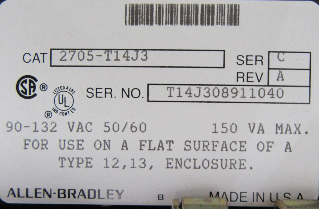 ALLEN BRADLEY 2705-T14J3 OPERATOR PANEL SER.C 2705T14J3 (NEW SURPLUS) - Image 5