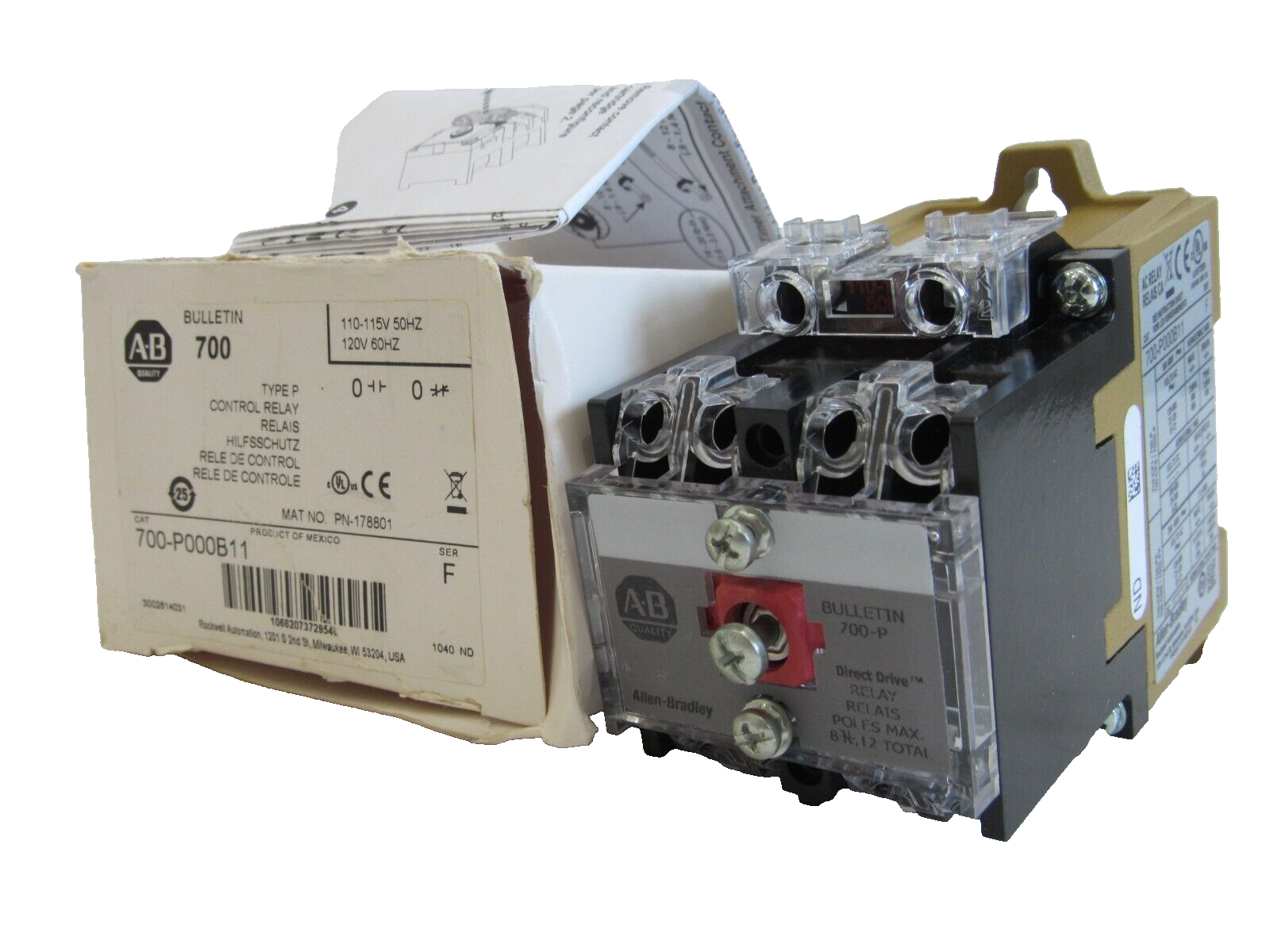 ALLEN BRADLEY 700-P000B11 CONTROL RELAY SER. F 700P000B11 NEW, SURPLUS