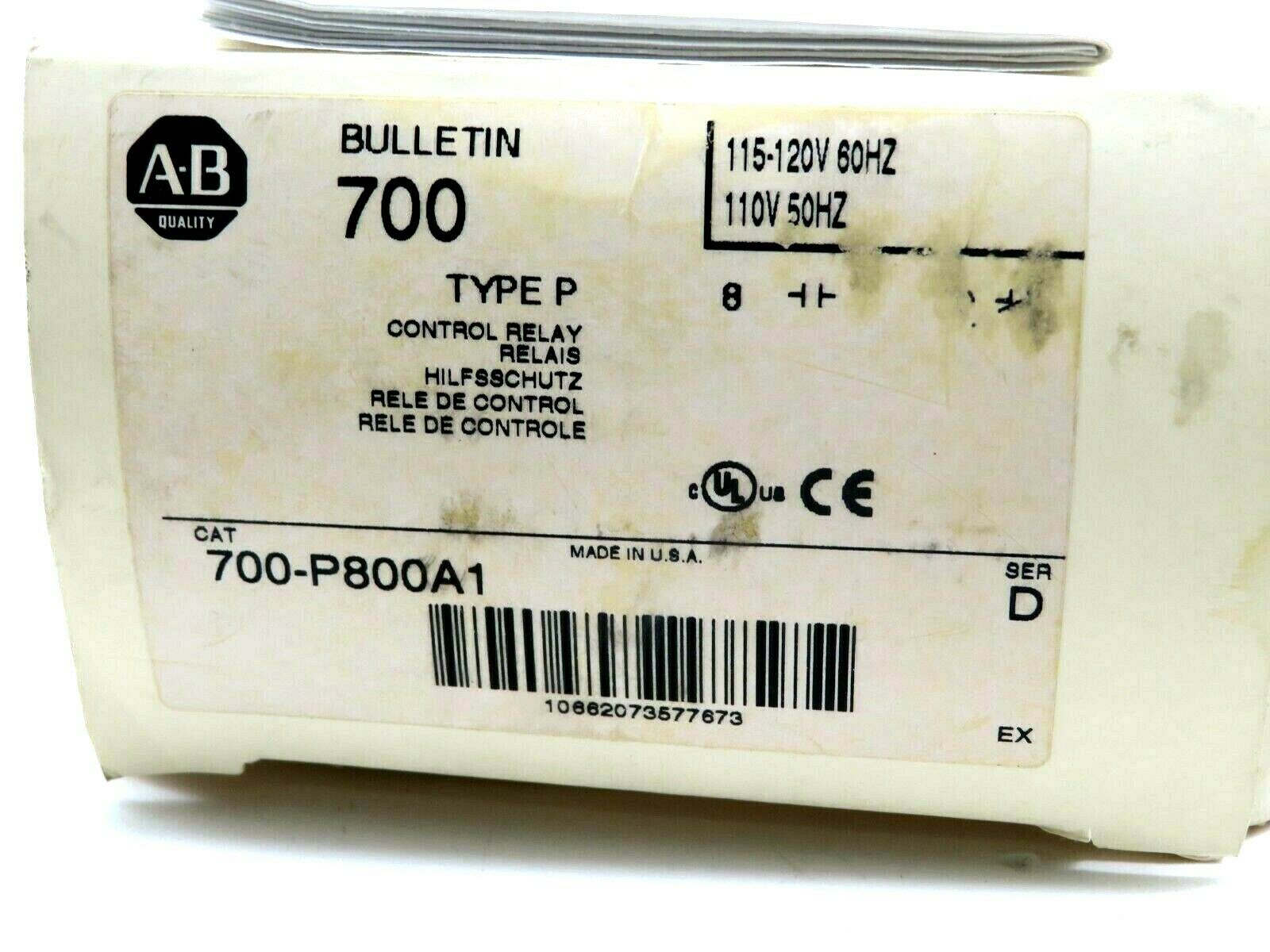 NEW ALLEN BRADLEY 700-P800A1 CONTROL RELAY SER D TYPE P 700P800A1 - Image 4