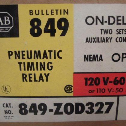NEW ALLEN BRADLEY 849-Z0D327 PNEUMATIC TIMING RELAY