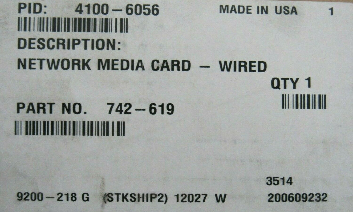NEW SEALED SIMPLEX 4100-6056 NETWORK MEDIA CARD WIRED 742-619 