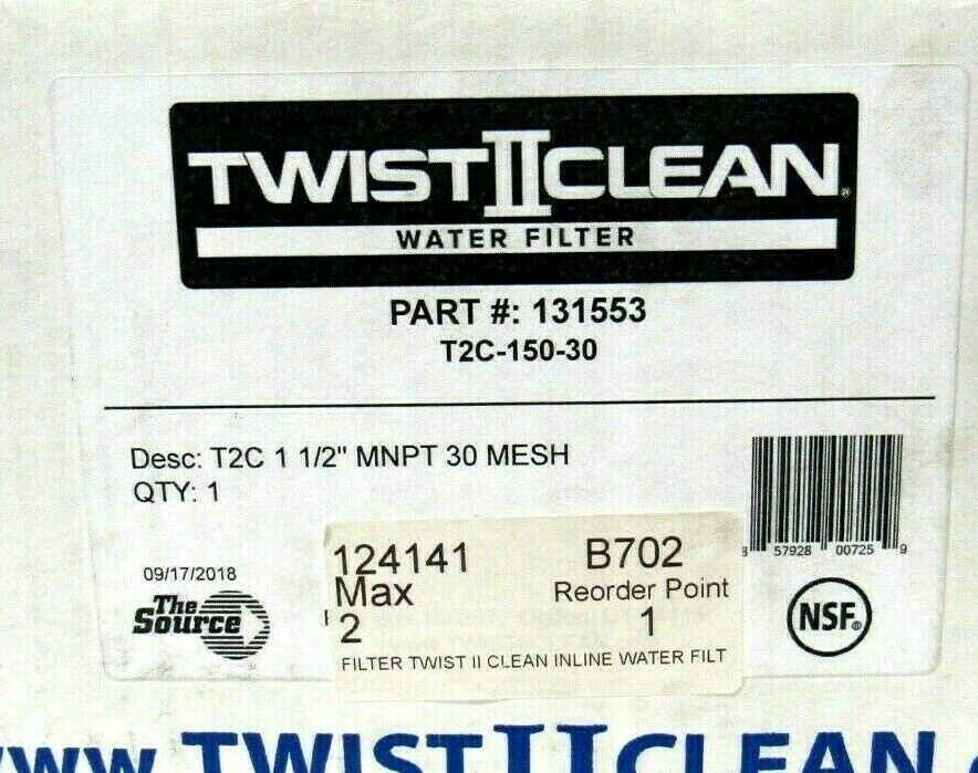 NEW TWIST II CLEAN T2C-150-30 INLINE WATER FILTER 131553 T2C15030 - Image 3