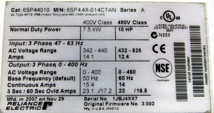 USED RELIANCE ELECTRIC 6SP44X-014CTAN DRIVE 6SP44010 6SP44X014CTAN 10HP - Image 5