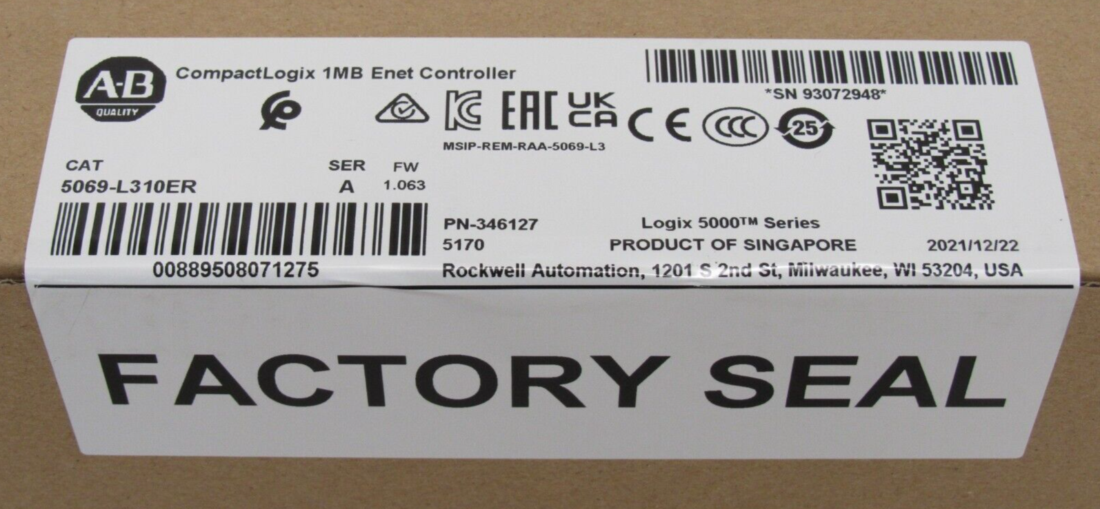 ALLEN BRADLEY 5069-L310ER SEALED SURPLUS COMPACTLOGIX CONTROLLER SER.A - Image 3