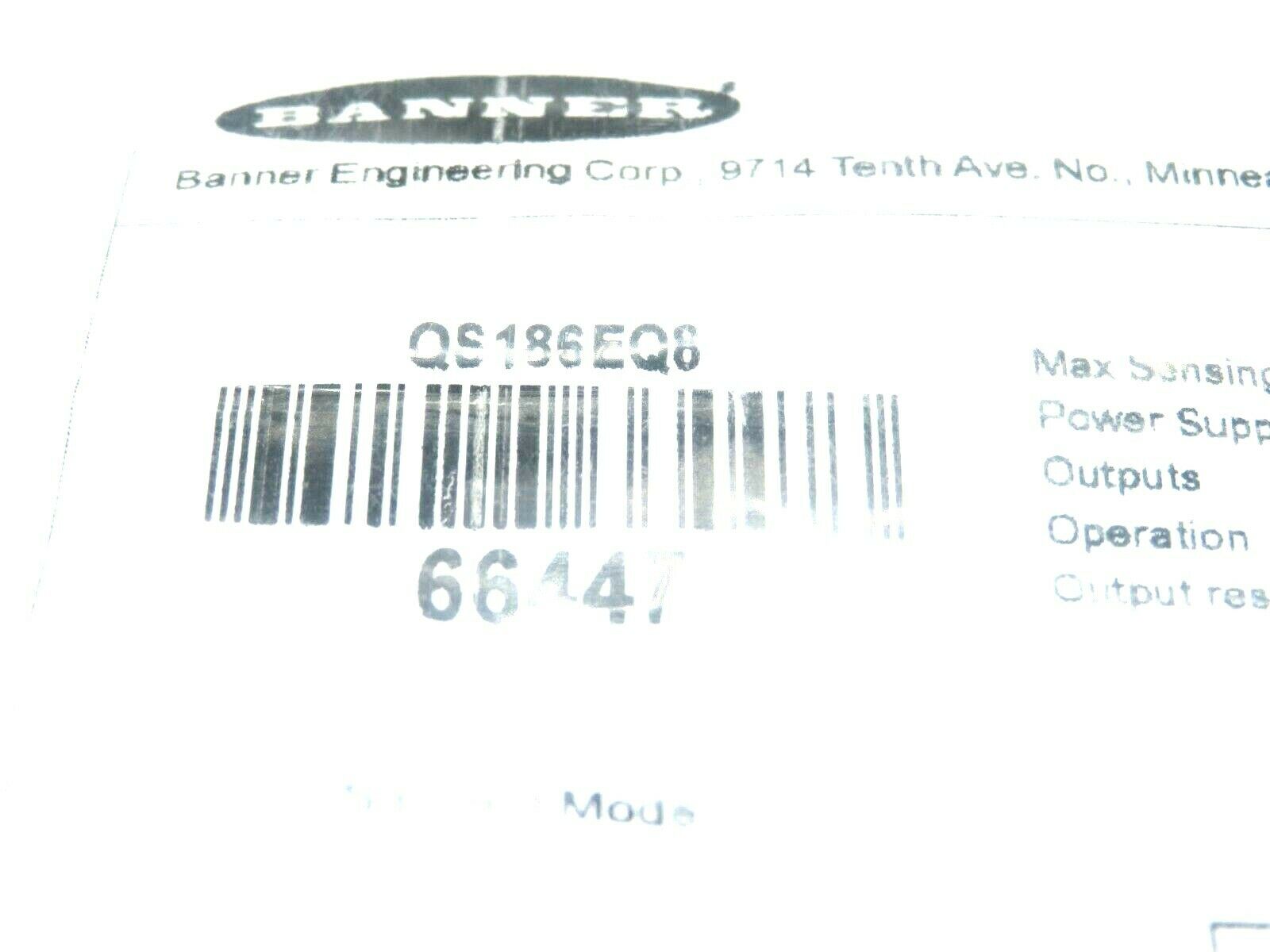 NEW BANNER QS186EQ8 PHOTOELECTRIC SENSOR 66447 - SB Industrial Supply, Inc.