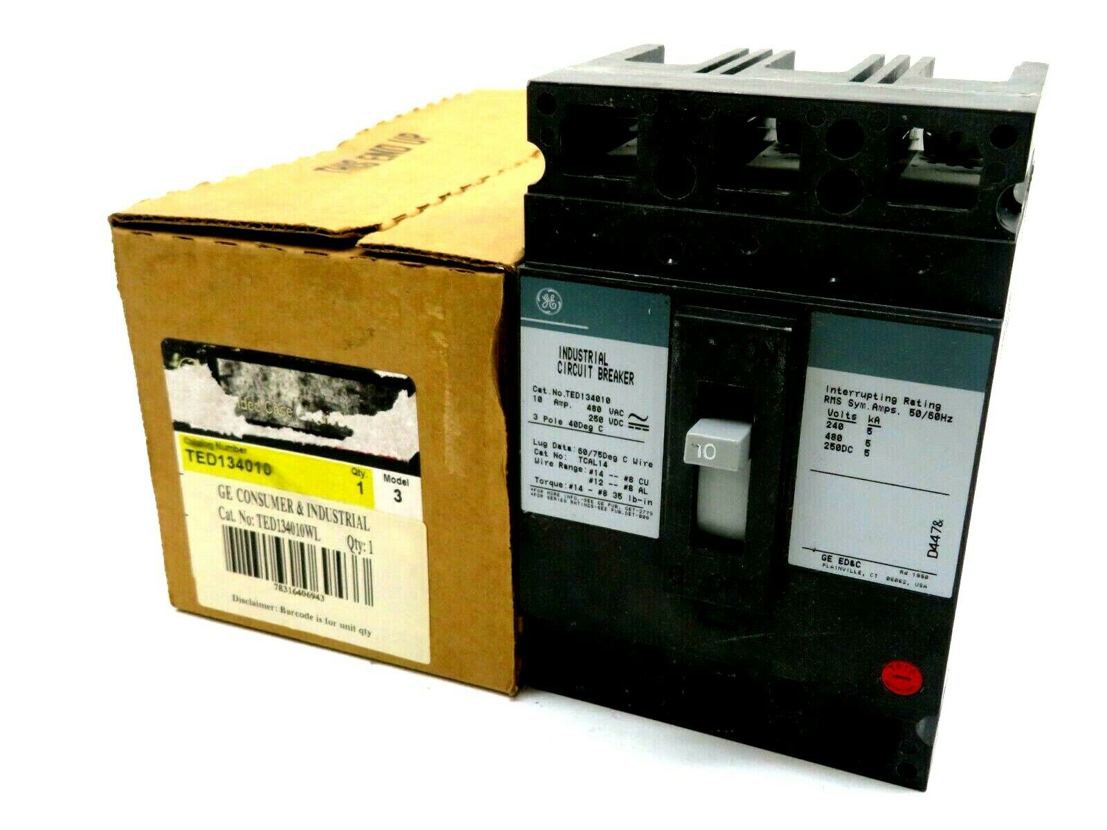 NEW GE ELECTRICAL TED134010 CIRCUIT BREAKER 10A 3 POLES
