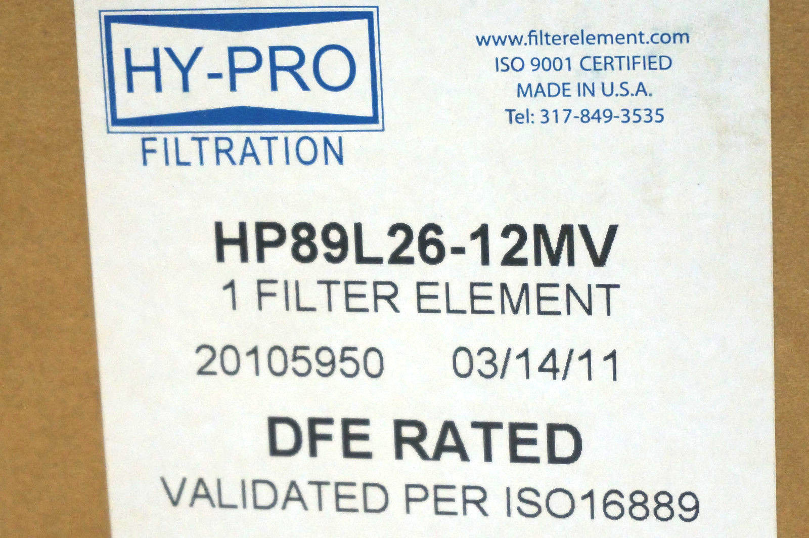 NEW HY-PRO HP89L26-12MV FILTER ELEMENT HP89L2612MV - Image 3